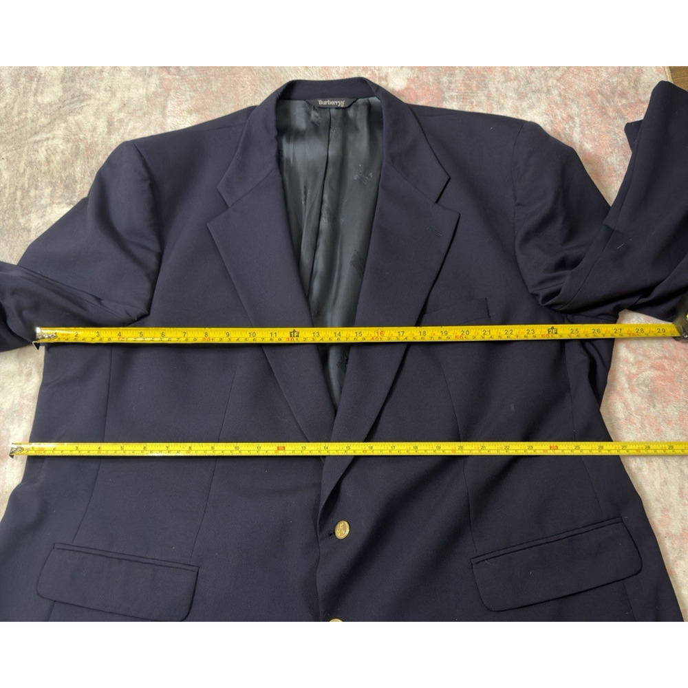 VTG 90s Burberry Jacket Men 50R Blue Wool Blazer Tuxedo Business USA Gold Button - Picture 7 of 13